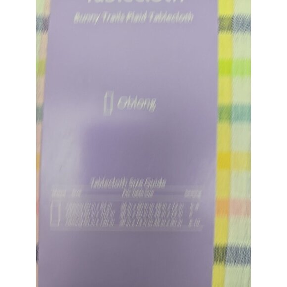 HOLIDAY HOME Spring Easter Cotton Bunny Trails Plaid Tablecloth 60” X 120” - Picture 12 of 14